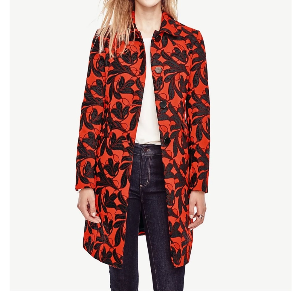 Ann Taylor Vine Print Topper Coat